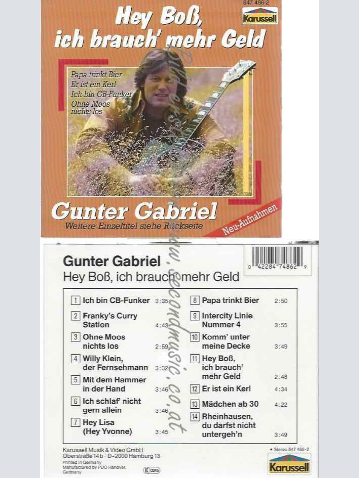 CD--GUNTER GABRIEL--HEY BOSS, ICH BRAUCH MEHR GELD