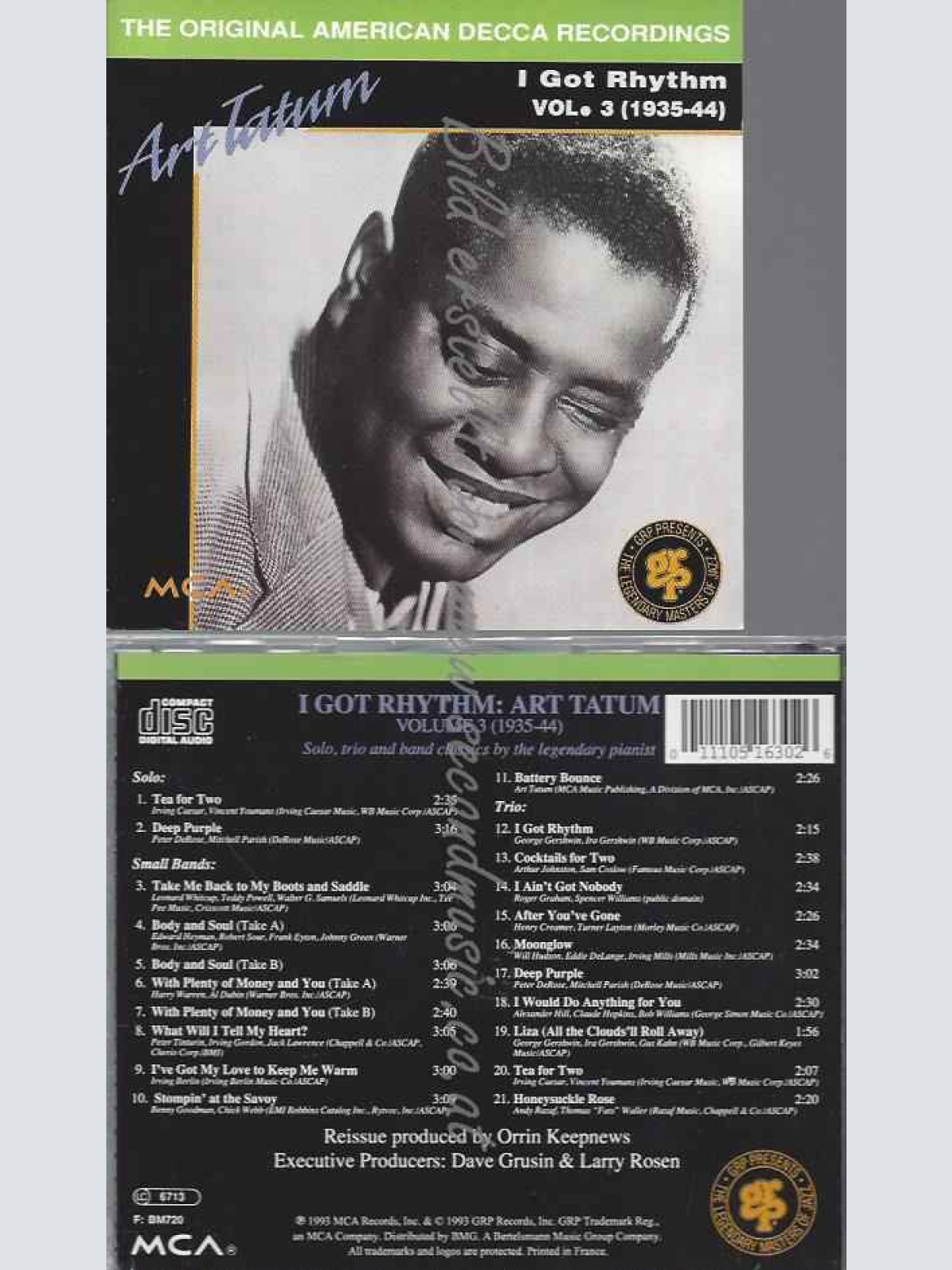 CD--ART TATUM  --THE ORIGINAL AMERICAN DECCA   VOL. 3 (1935-44): I GOT RHYTHM