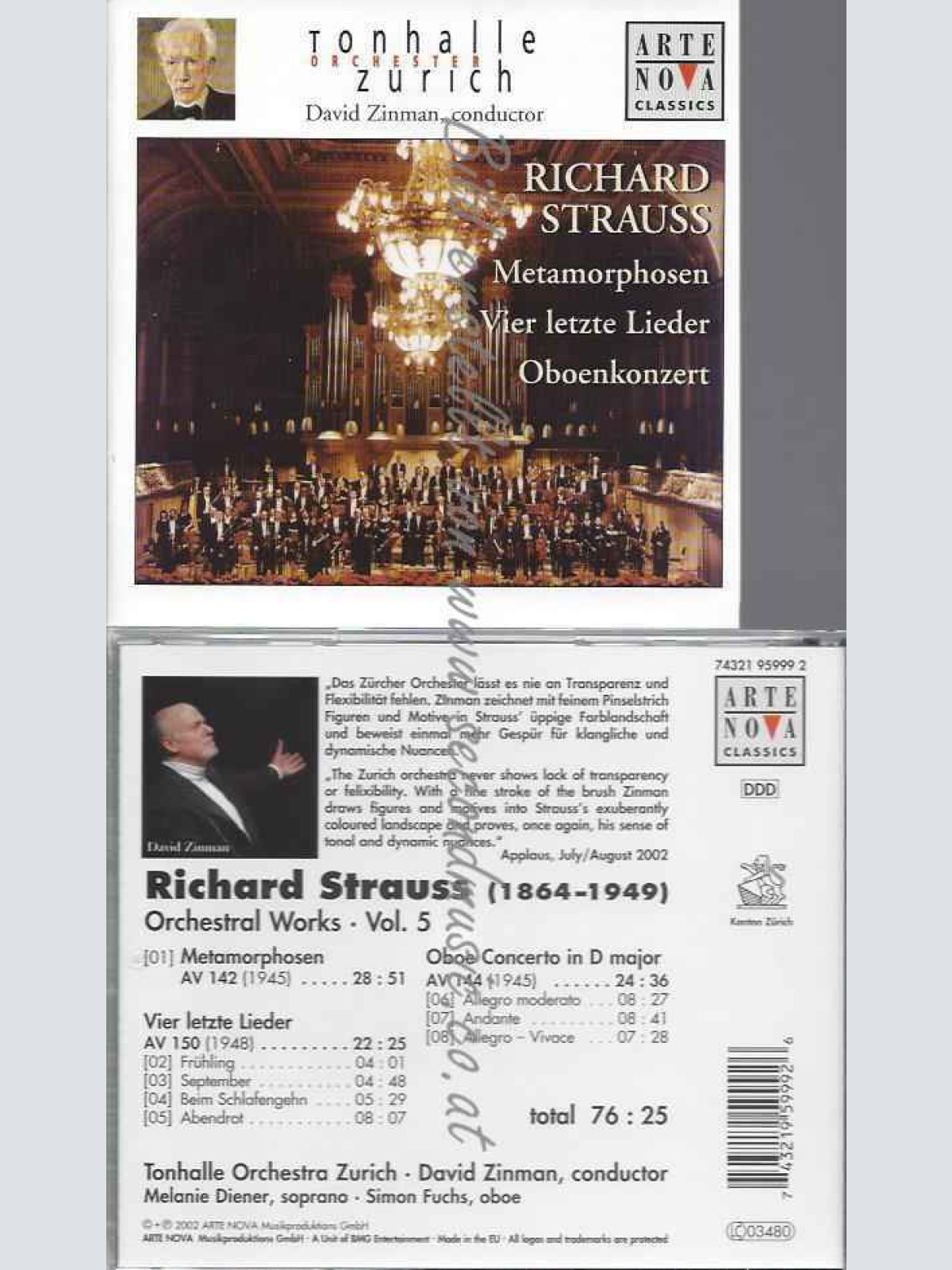 CD--VIER LETZTE LIEDER / OBOENKONZERT/ -STRAUSS: METAMORPHOSEN