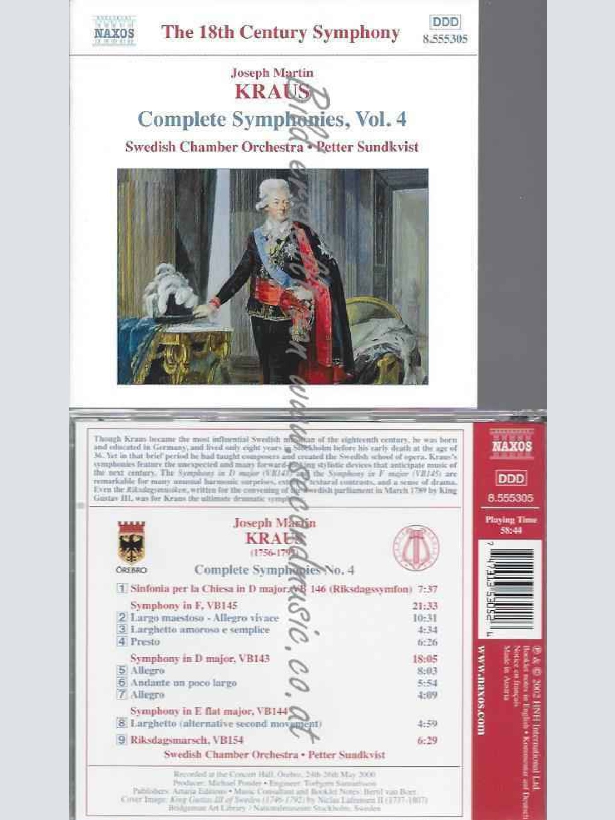 CD--JOSEPH MARTIN KRAUS, PETTER SUNDKVIST, ET AL.--COMPLETE SYMPHONIES, VOL. 4