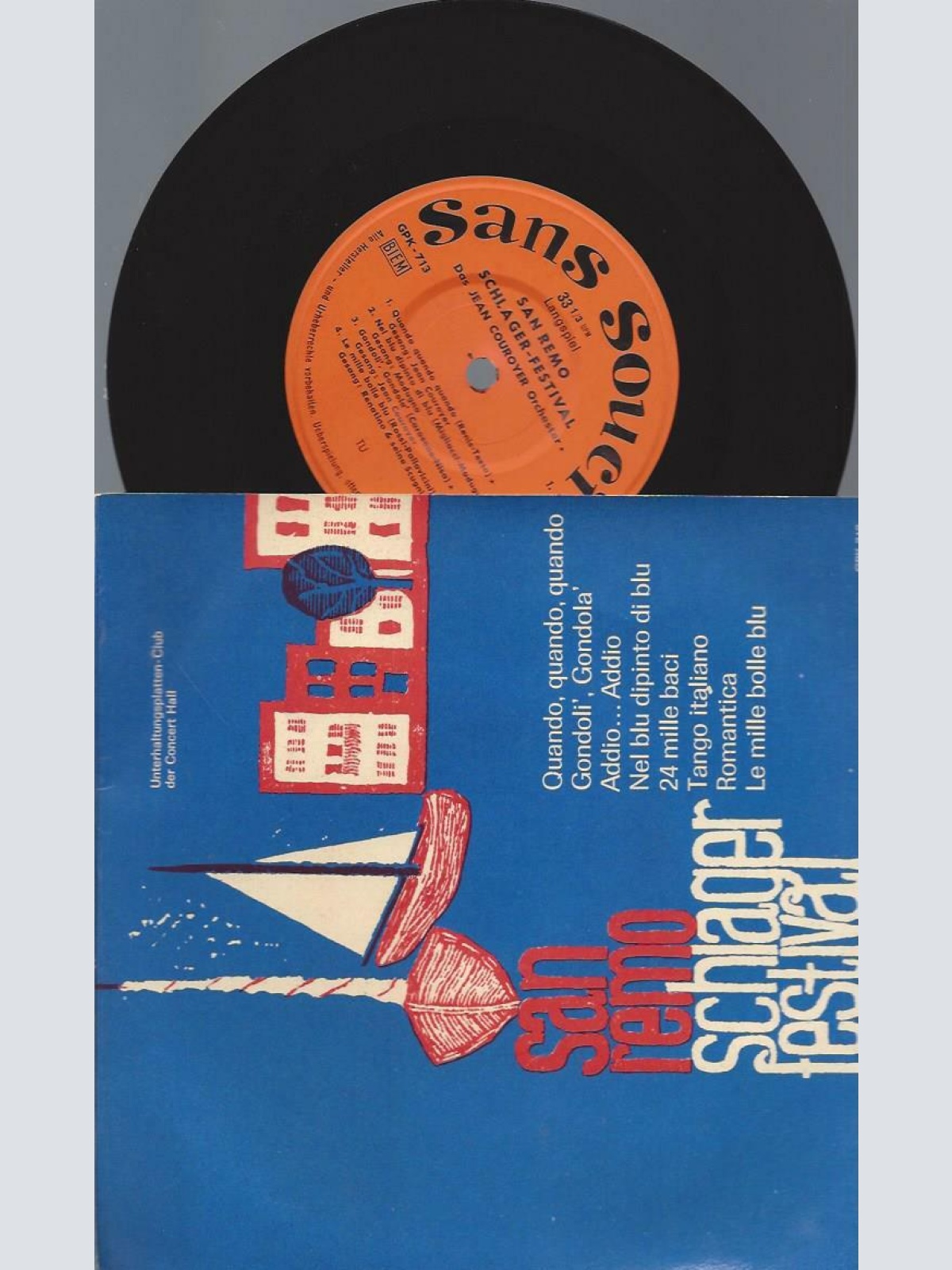 7" Orchester Jean Couroyer  San Remo Schlager Festival