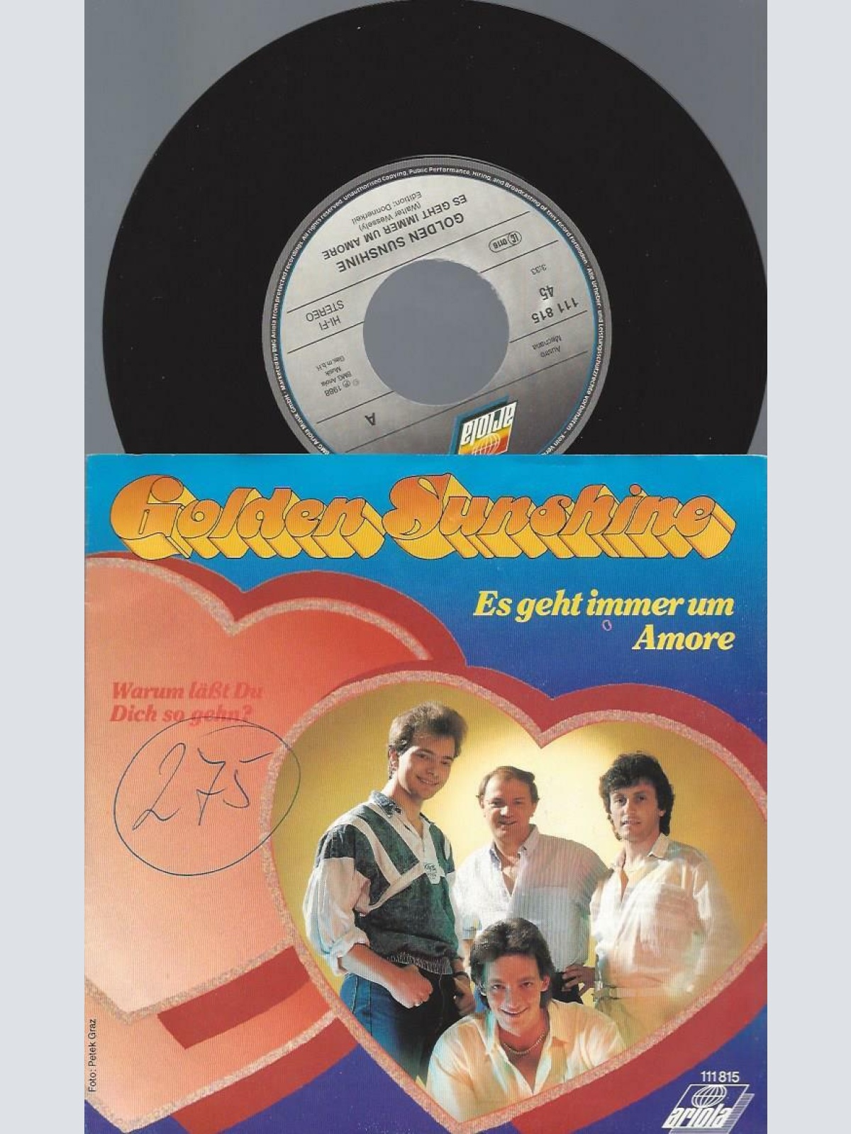 7"   Golden Sunshine  Es Geht Immer Um Amore