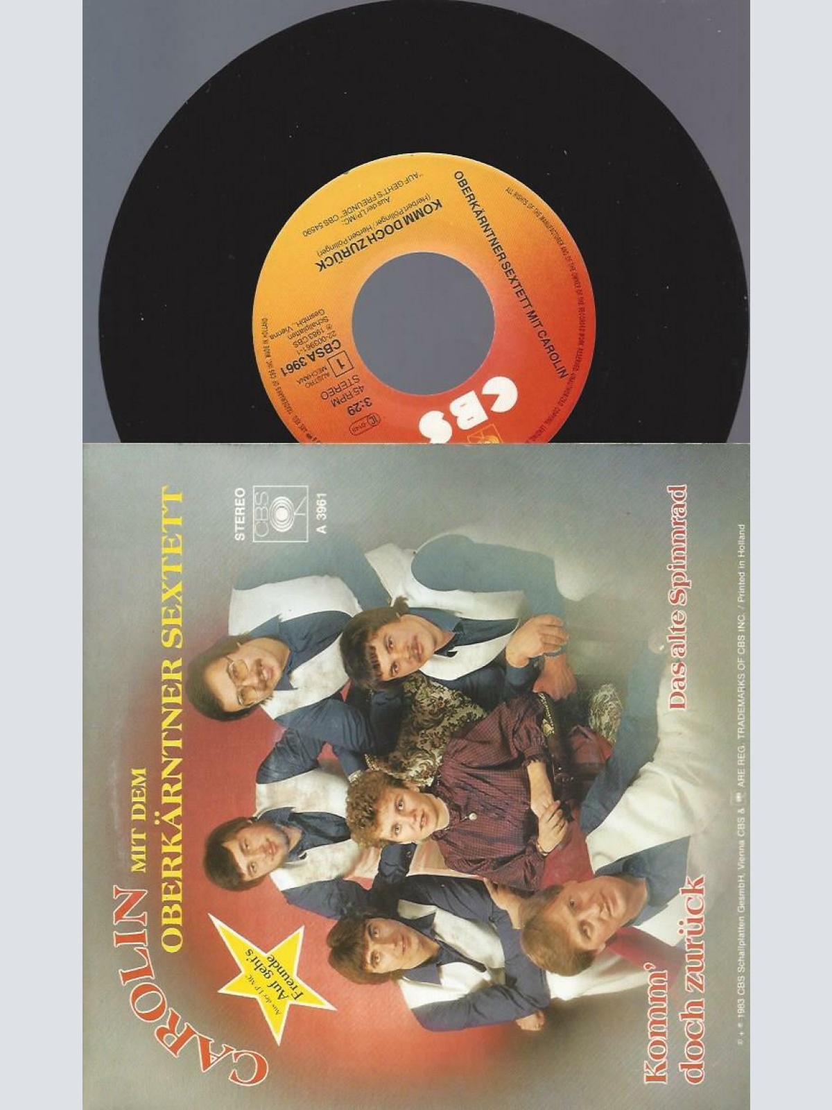 7" Carolin   Mit Dem Oberkärntner Sextett – Komm' Doch Zurück