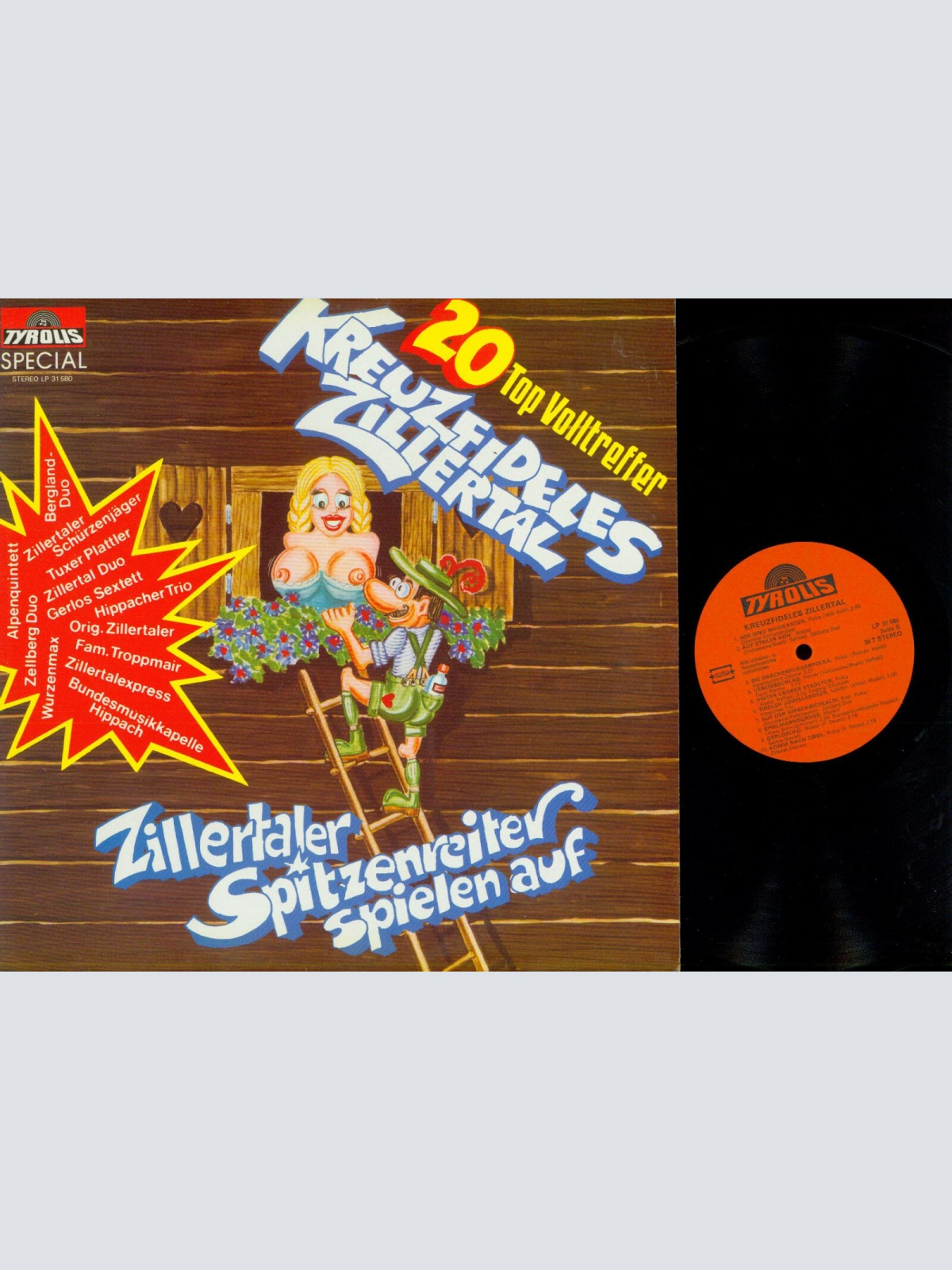 LP--  Kreuzfideles Zillertal --Zillertaler spitzenreiter spielen auf   / NM