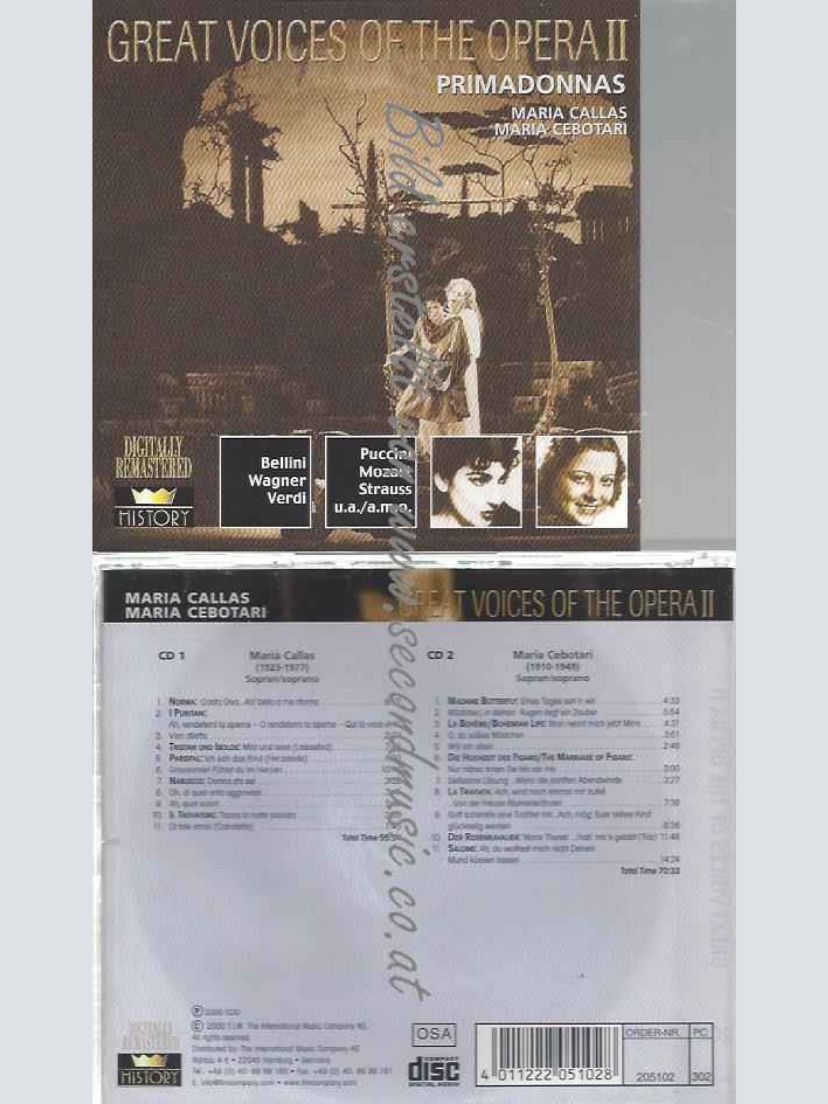 CD-- --GREAT VOICES OF THE OPERA II , PRIMADONNAS