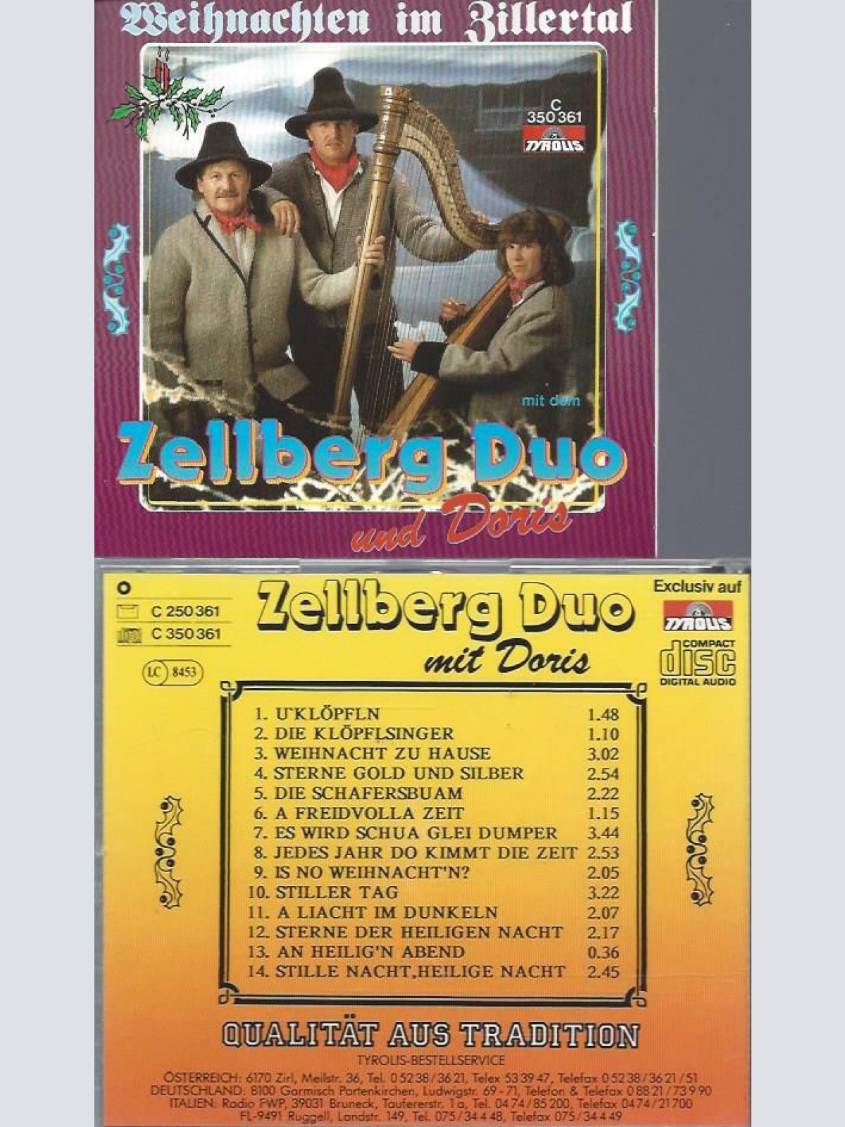 CD--Zellberg Duo –Weihnachten im Zillertal-