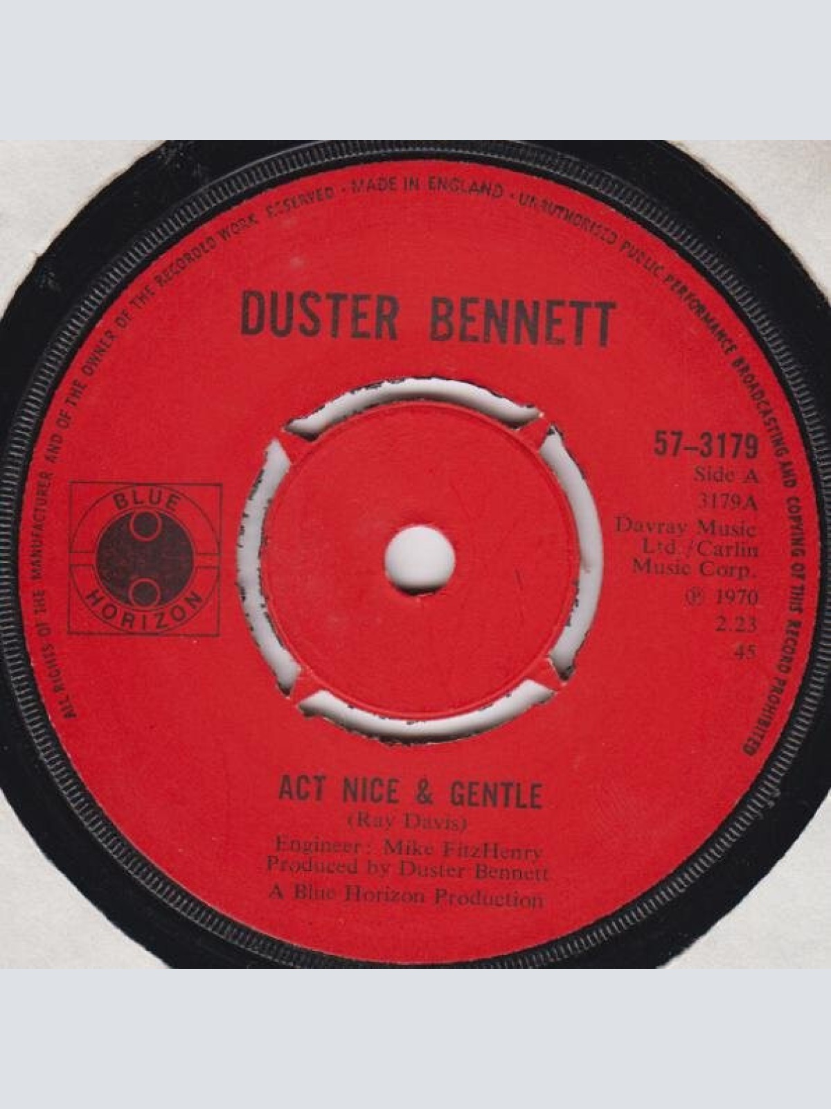 7", Single Duster Bennett - Act Nice & Gentle