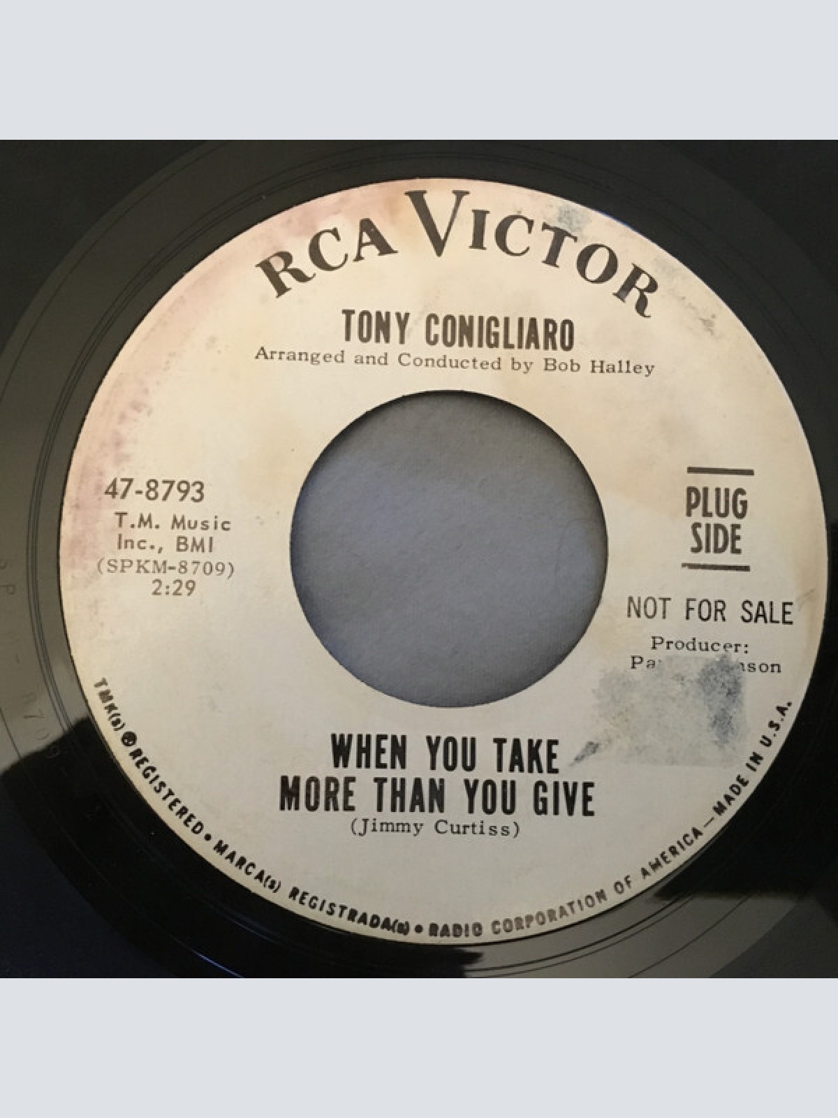 7", Single, Promo Tony Conigliaro - When You Take More Than You Give / I Was ...
