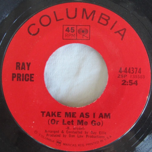 7" Ray Price - Take Me As I Am (Or Let Me Go) / In The Summer Of My Life