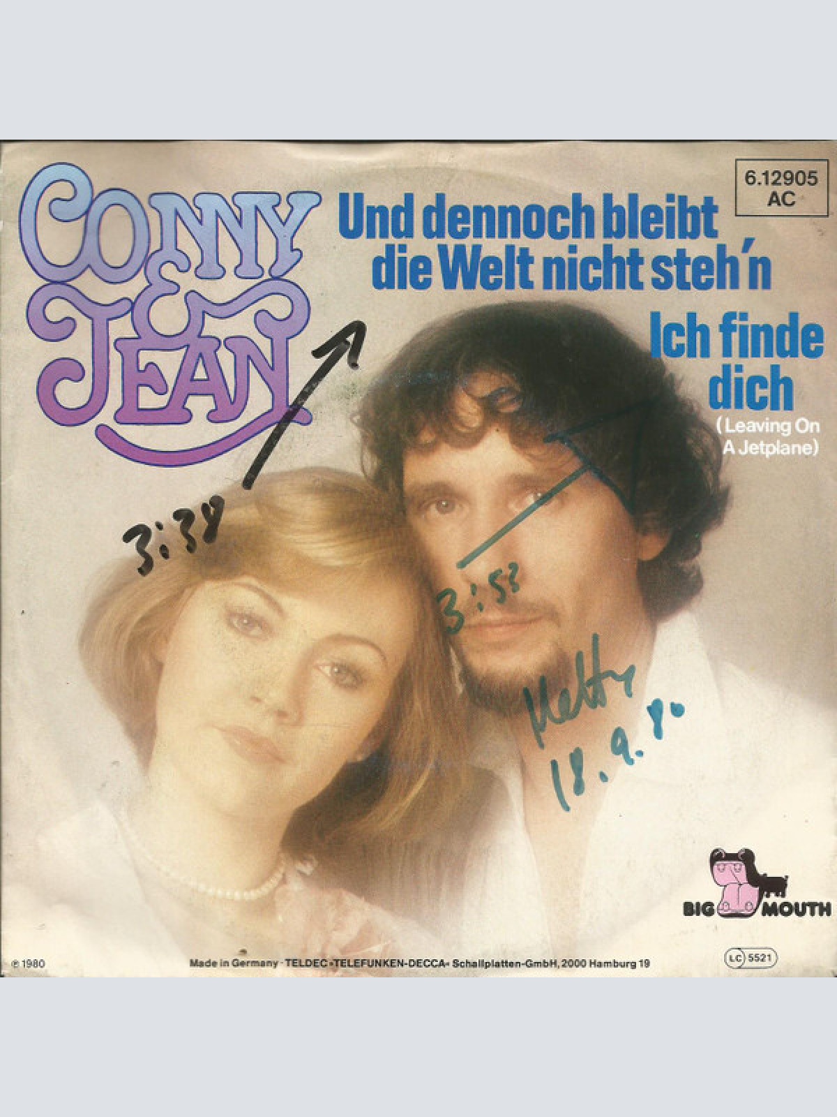 7", Single, Promo Conny & Jean - Und Dennoch Bleibt Die Welt Nicht Steh'n / I...