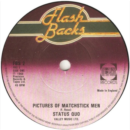 7", RE Status Quo - Pictures Of Matchstick Men / Down The Dustpipe