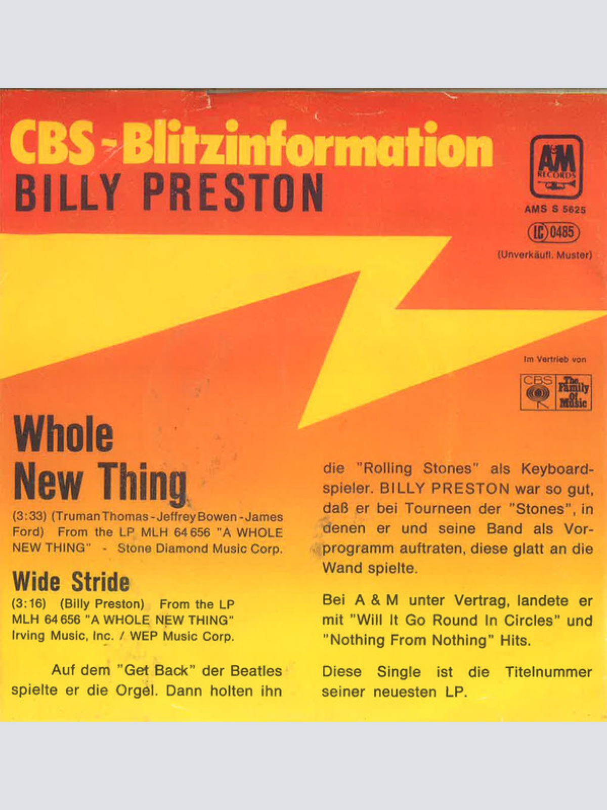 7", Single, Promo Billy Preston - Whole New Thing