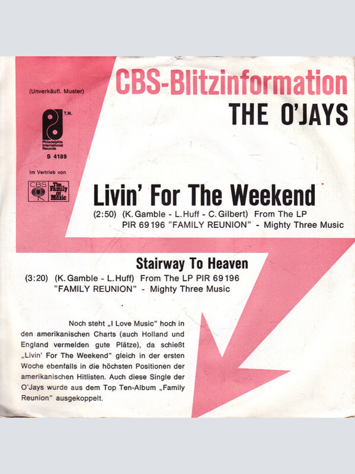 7", Single, Promo The O'Jays - Livin' For The Weekend