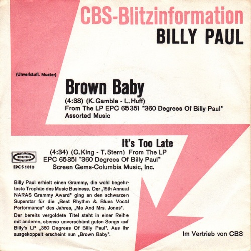7", Single, Promo Billy Paul - Brown Baby