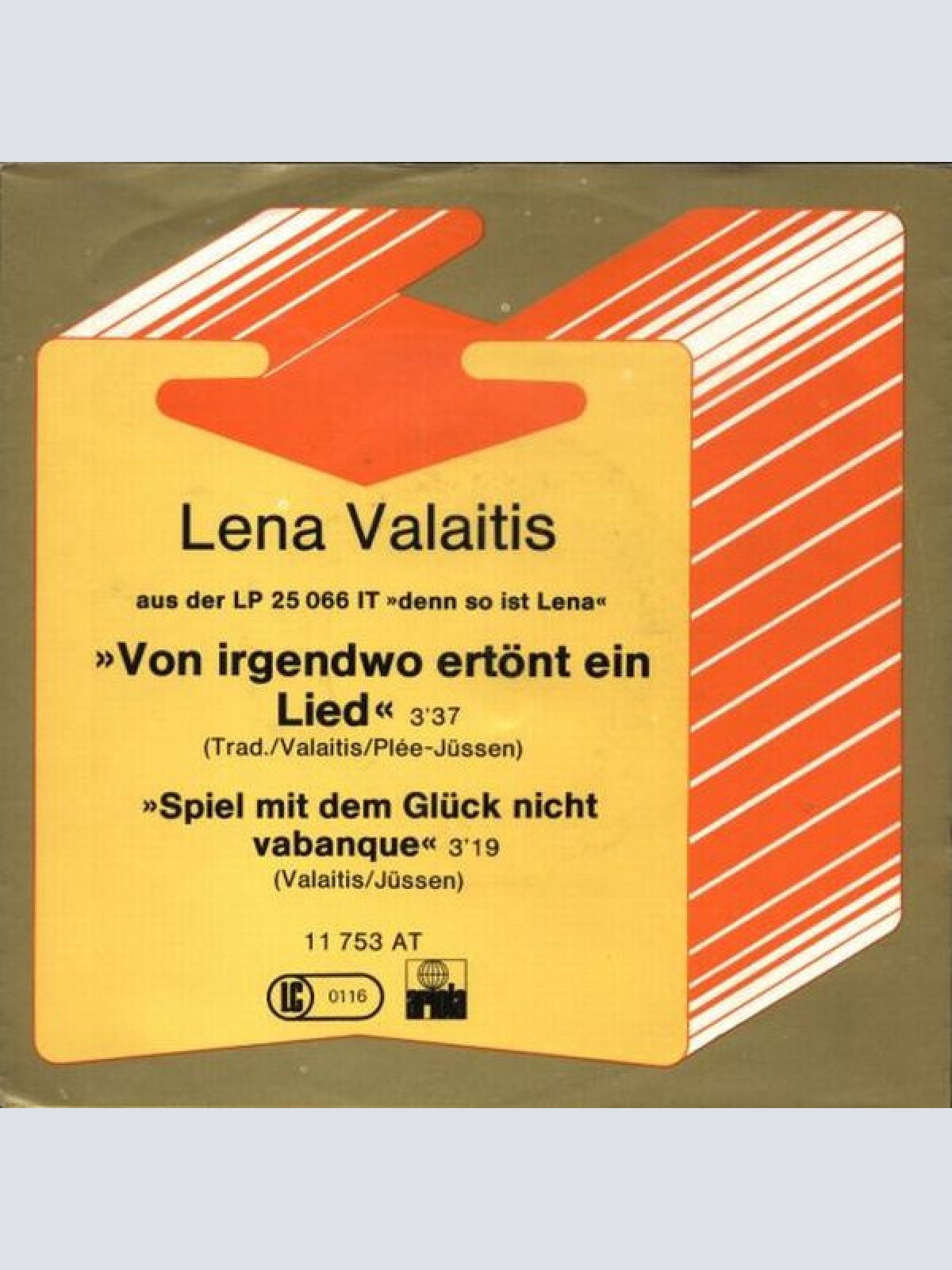 7", Single Lena Valaitis - Von Irgendwo Ertönt Ein Lied