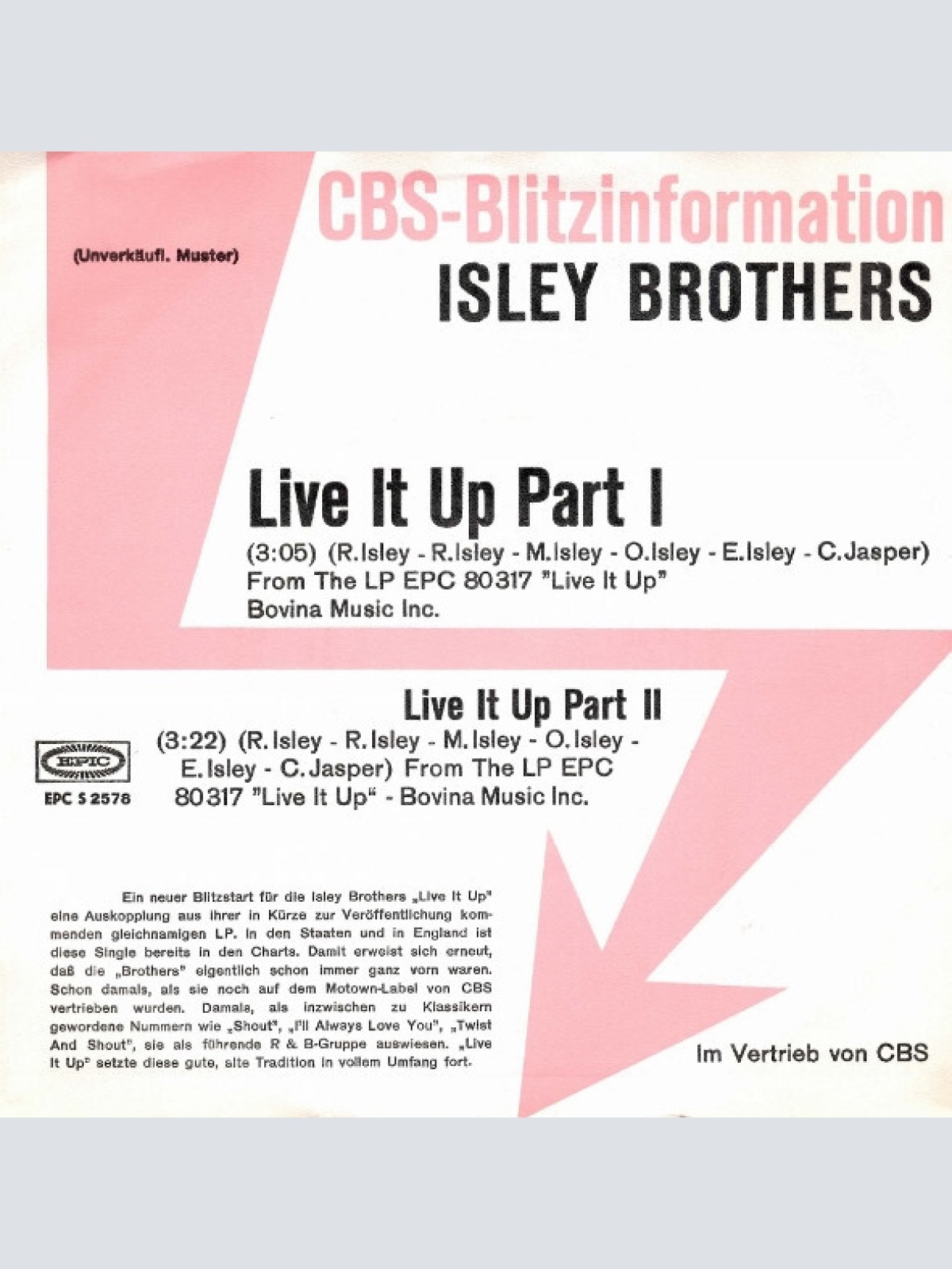 7", Single, Promo The Isley Brothers - Live It Up
