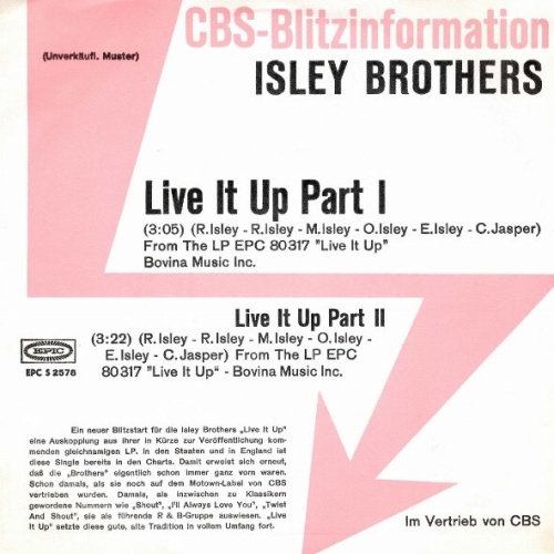 7", Single, Promo The Isley Brothers - Live It Up