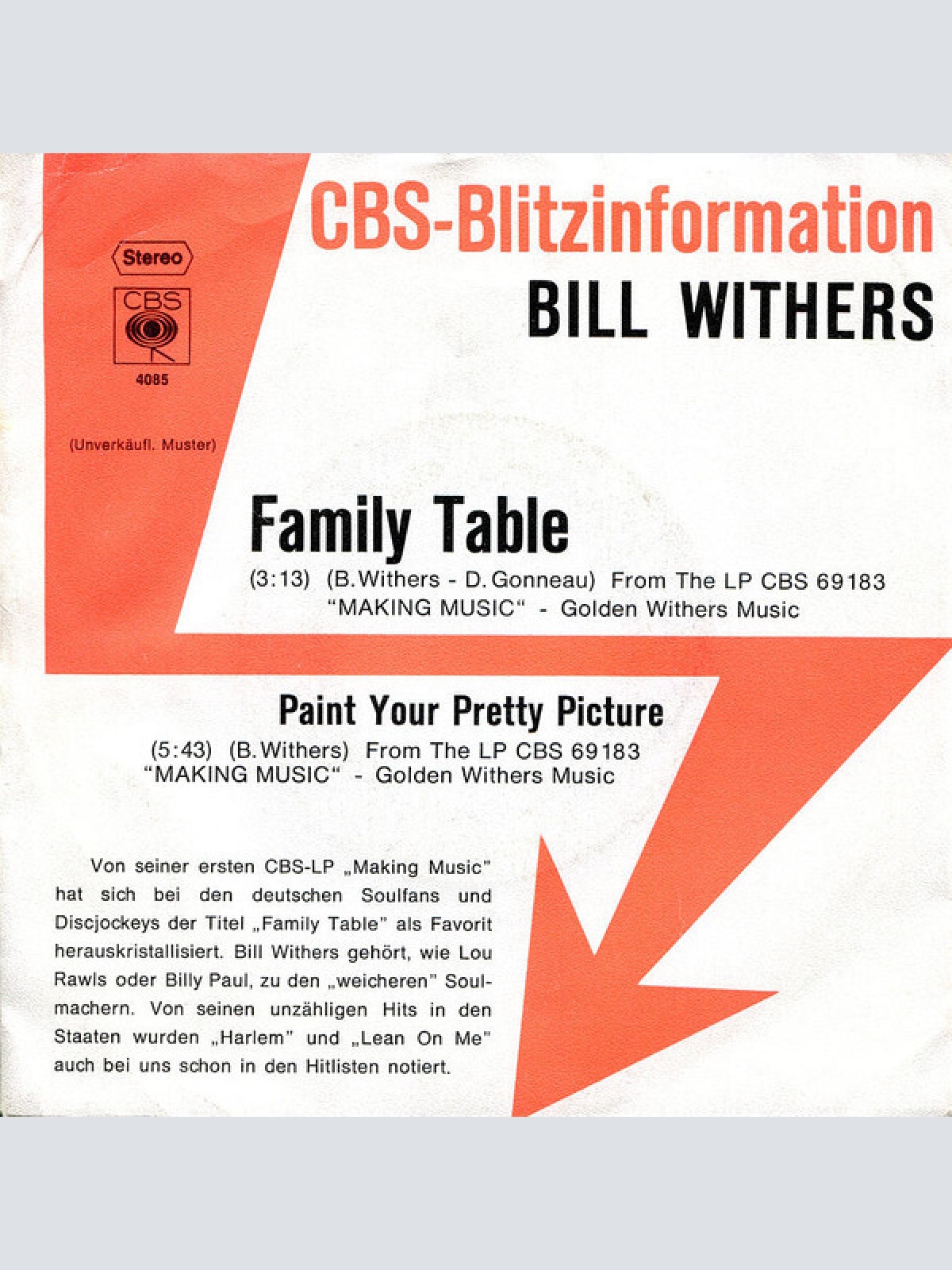 7", Single, Promo Bill Withers - Family Table