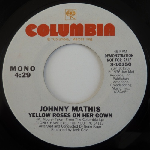 7", Promo Johnny Mathis - Yellow Roses On Her Gown