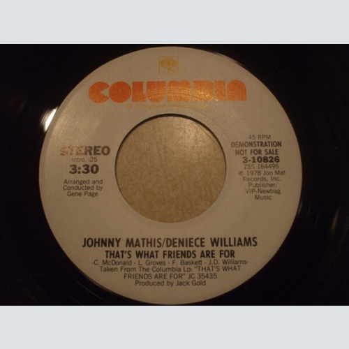 7", Single, Promo Johnny Mathis, Deniece Williams - That's What Friends Are For
