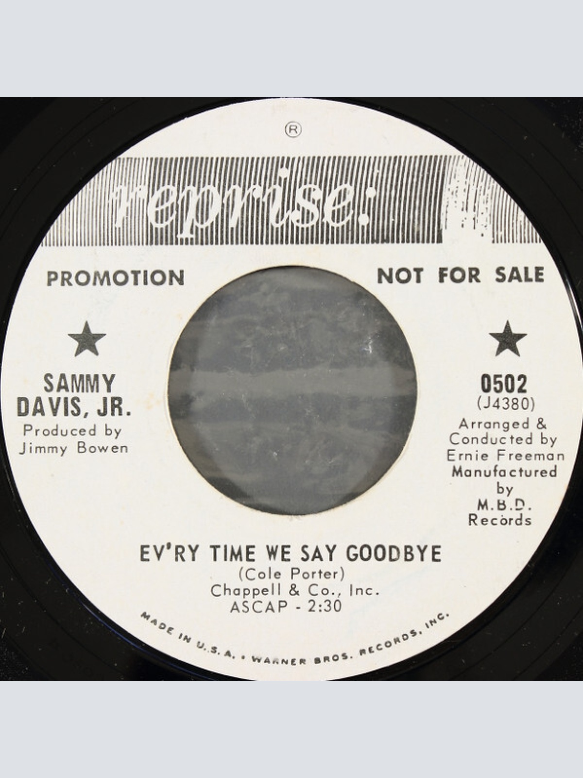 7", Single, Promo, Styrene Sammy Davis, Jr.* - Ev'ry Time We Say Goodbye / Al...