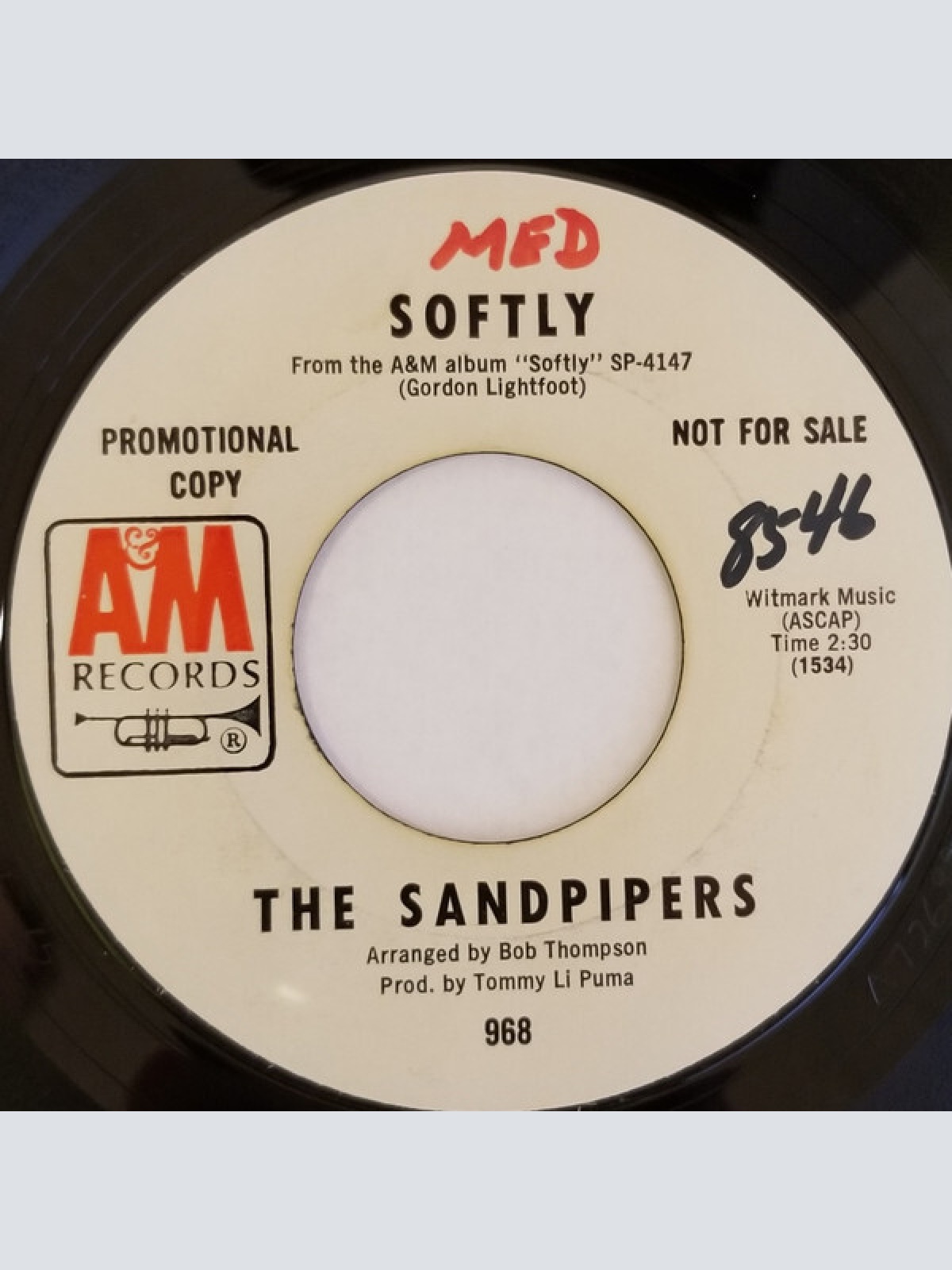 7", Promo, Sty The Sandpipers - Softly