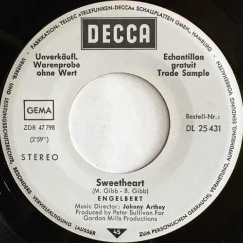 7", Single, Promo Engelbert* - Sweetheart