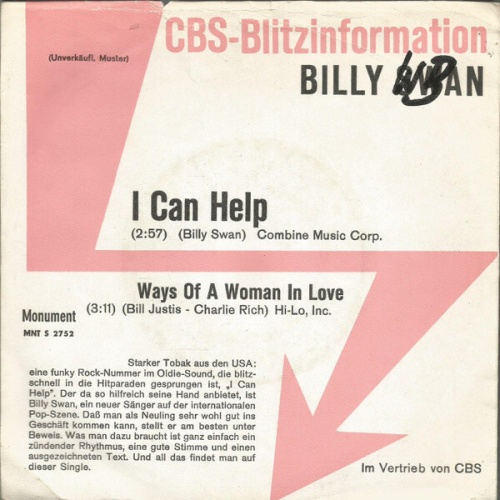 7", Single, Promo Billy Swan - I Can Help