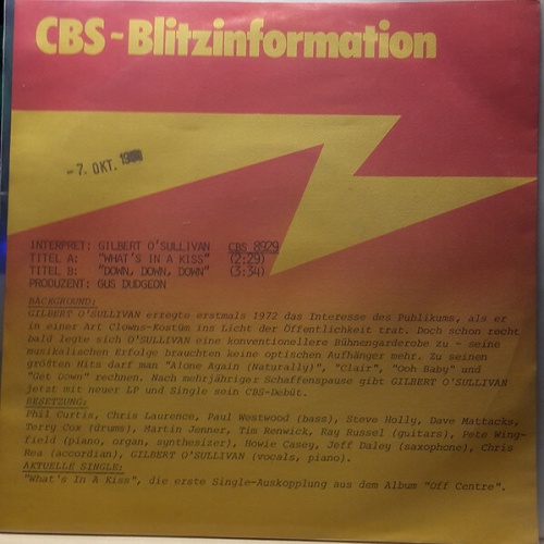 7", Single, Promo Gilbert O'Sullivan - What's In A Kiss