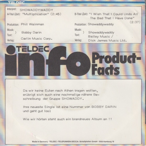 7", Single, Promo Showaddywaddy - Multiplication