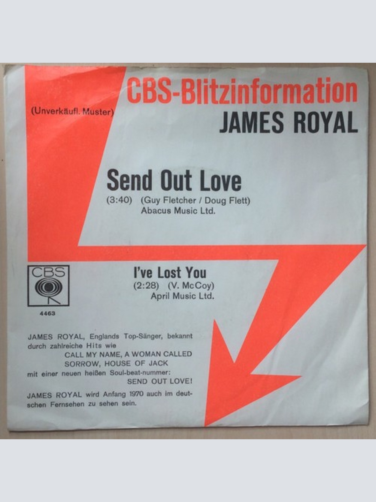 7", Single, Promo James Royal - Send Out Love