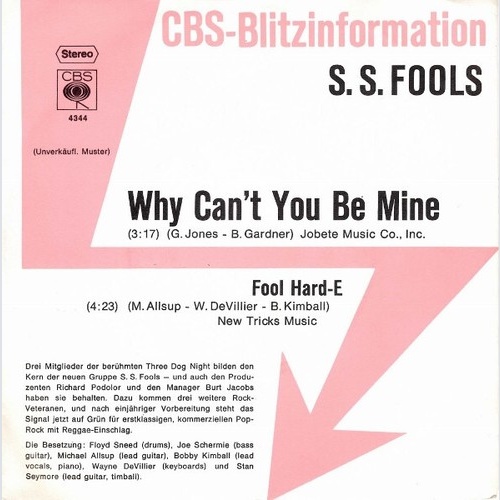 7", Promo S. S. Fools - Why Can't You Be Mine