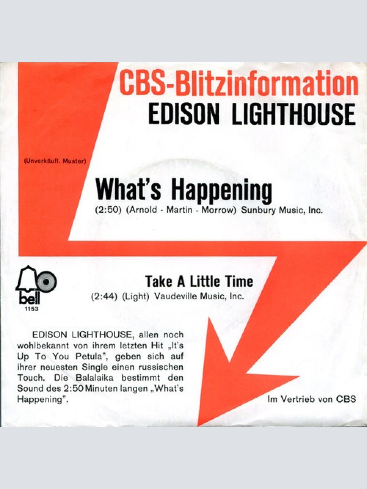 7", Single, Promo Edison Lighthouse - What's Happening