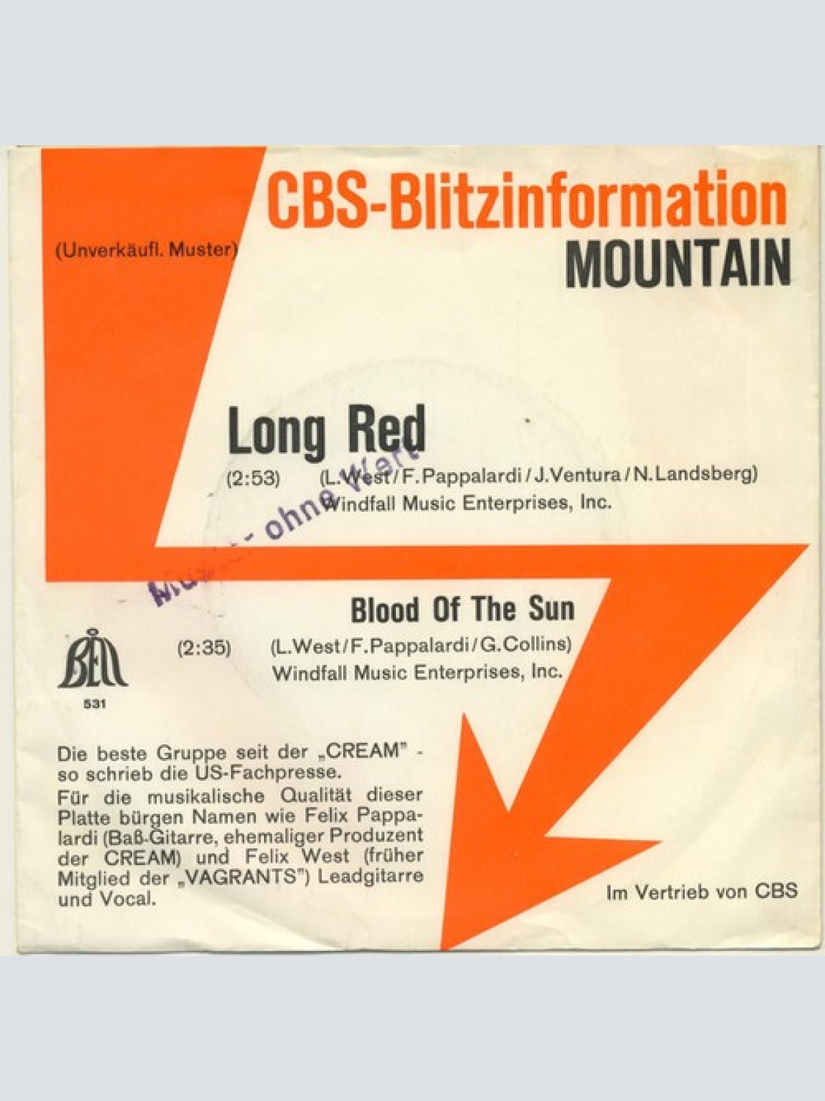7", Single, Promo Mountain - Long Red