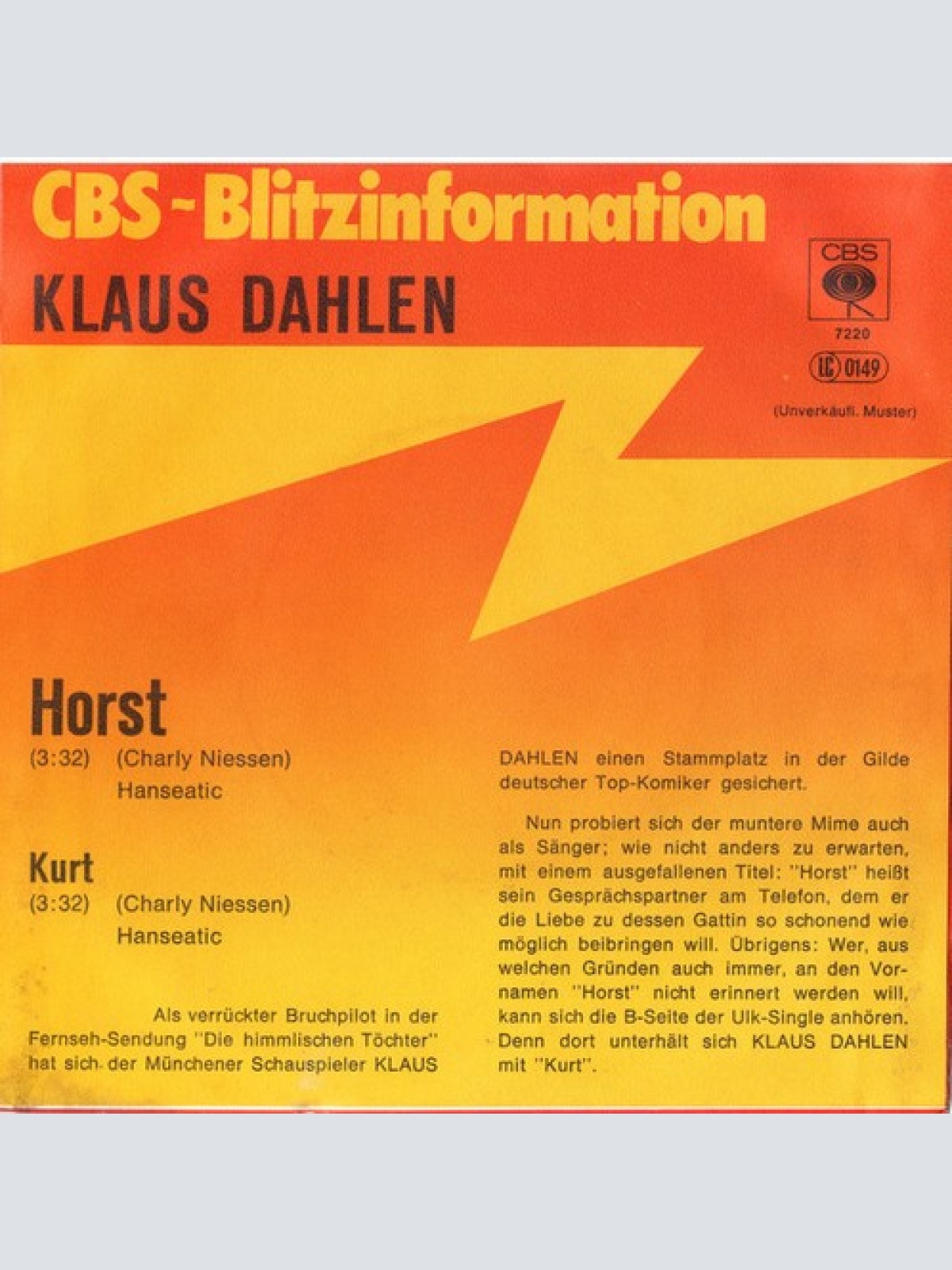 7", Single, Promo Klaus Dahlen - Horst
