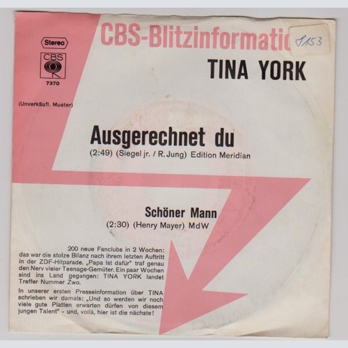 7", Single, Promo Tina York - Ausgerechnet Du / Schöner Mann