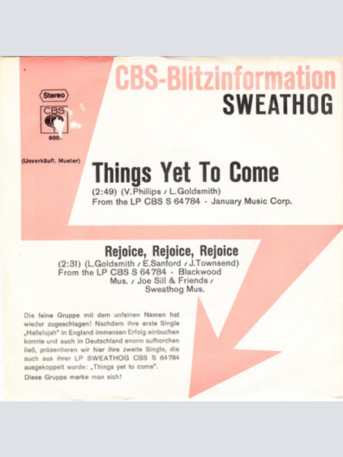 7", Single, Promo Sweathog - Things Yet To Come