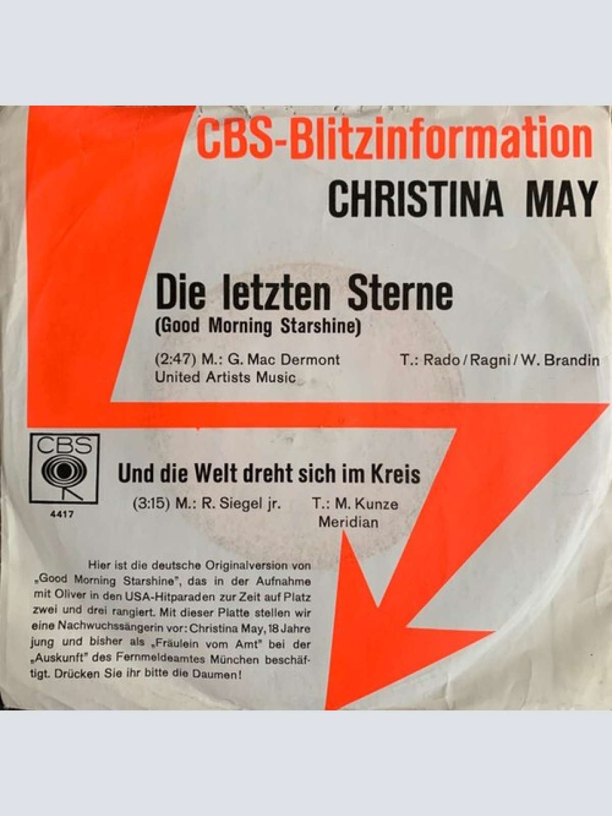 7", Single, Promo Christina May - Die Letzten Sterne