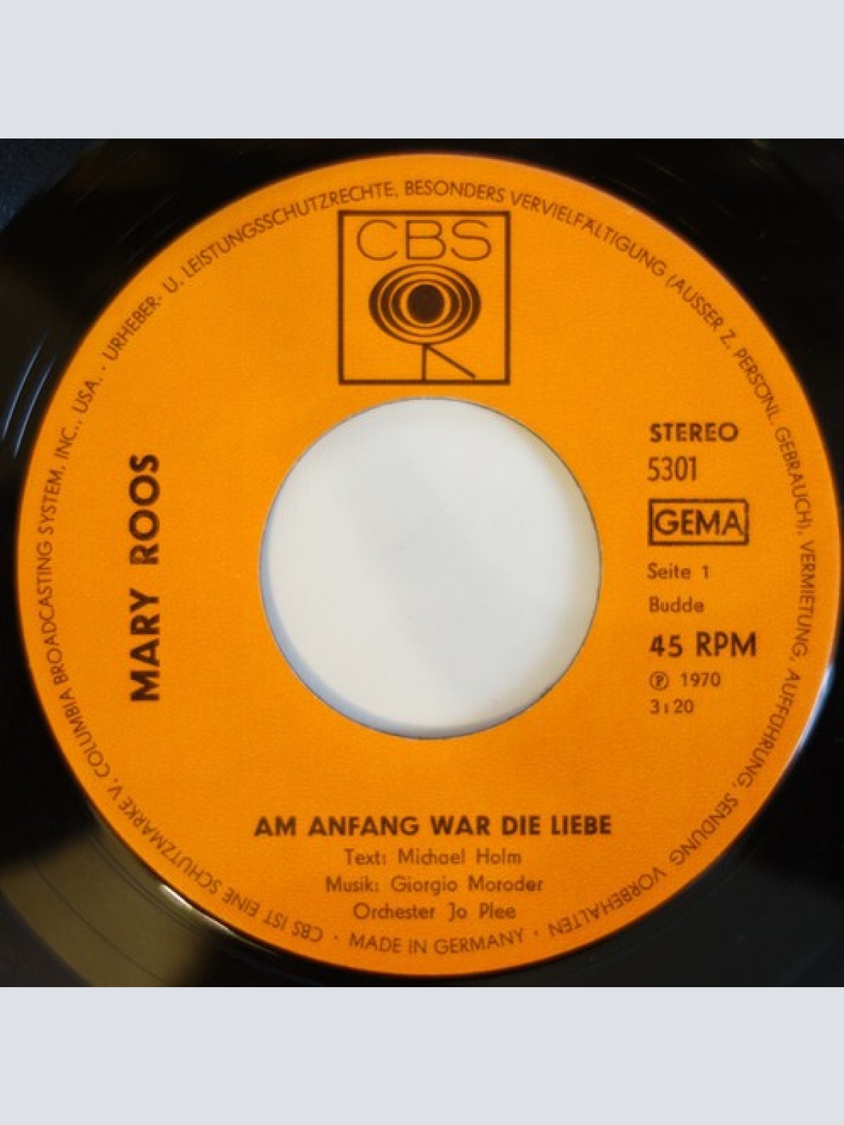 7", Single, Promo Mary Roos - Am Anfang War Die Liebe