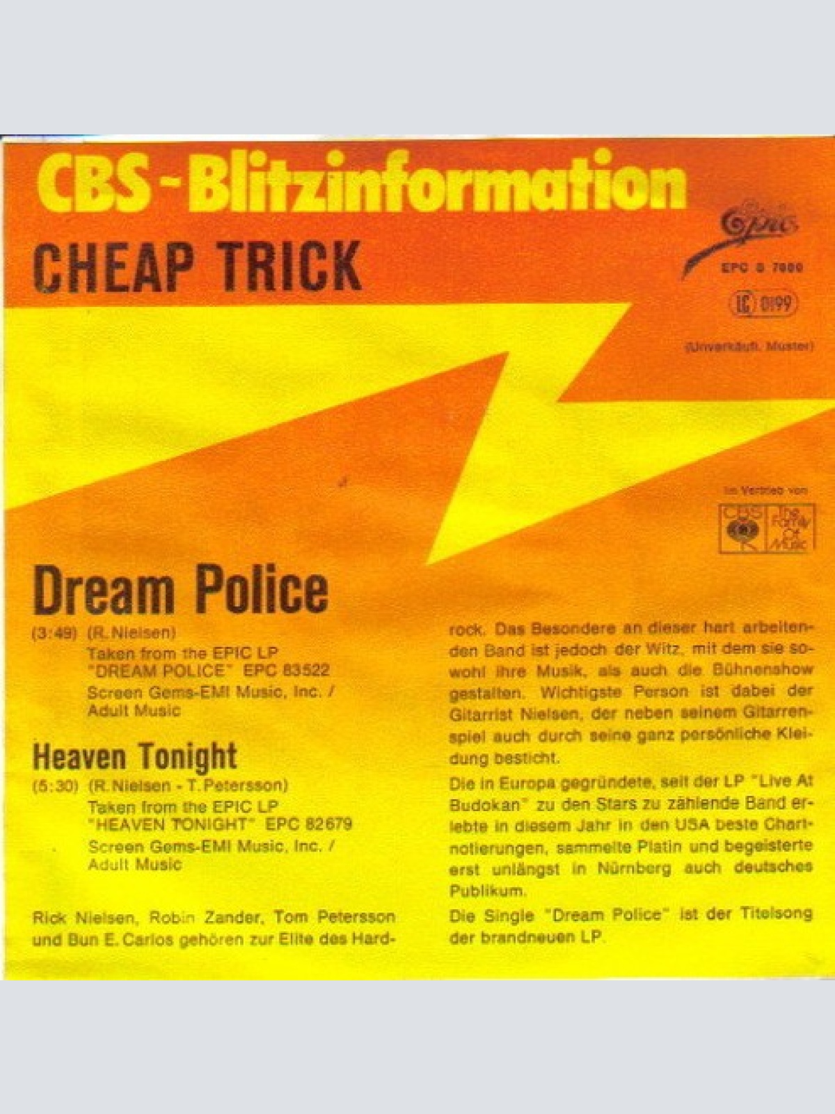 7", Single, Promo Cheap Trick - Dream Police