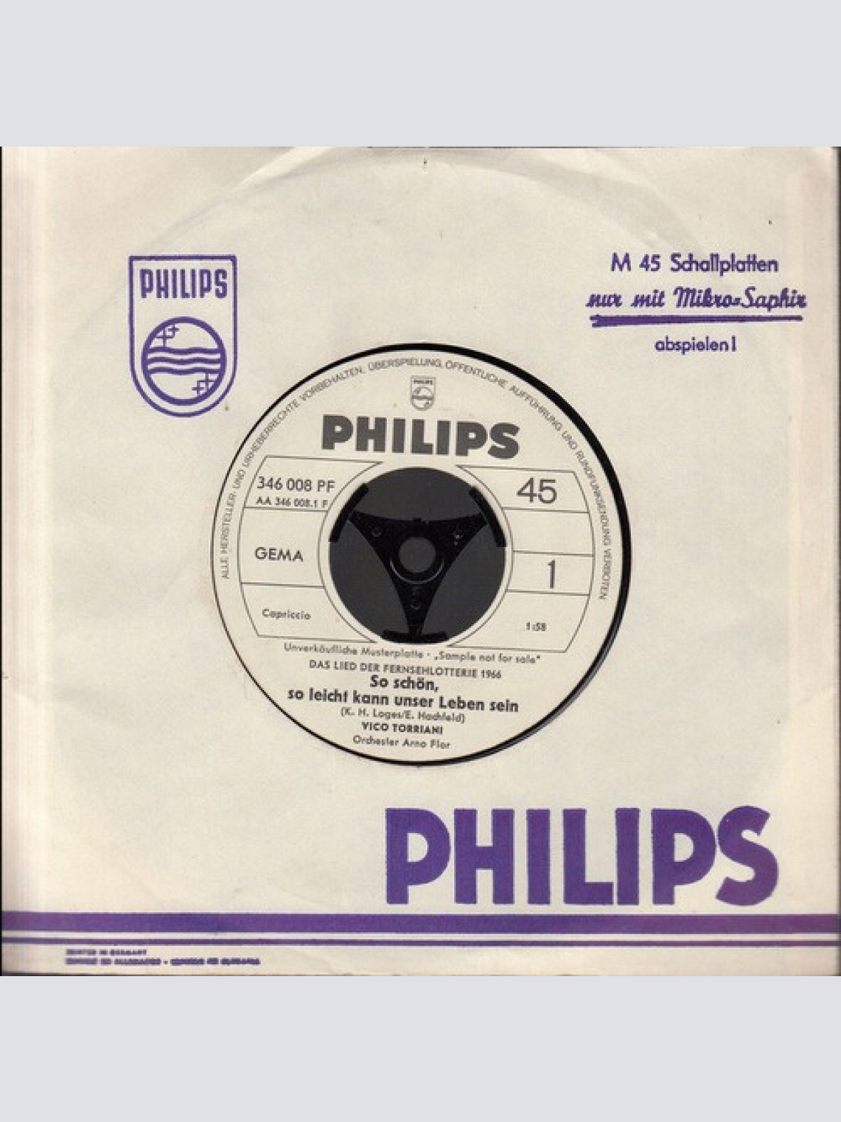 7", Single, Promo Vico Torriani - So Schön, So Leicht Kann Unser Leben Sein