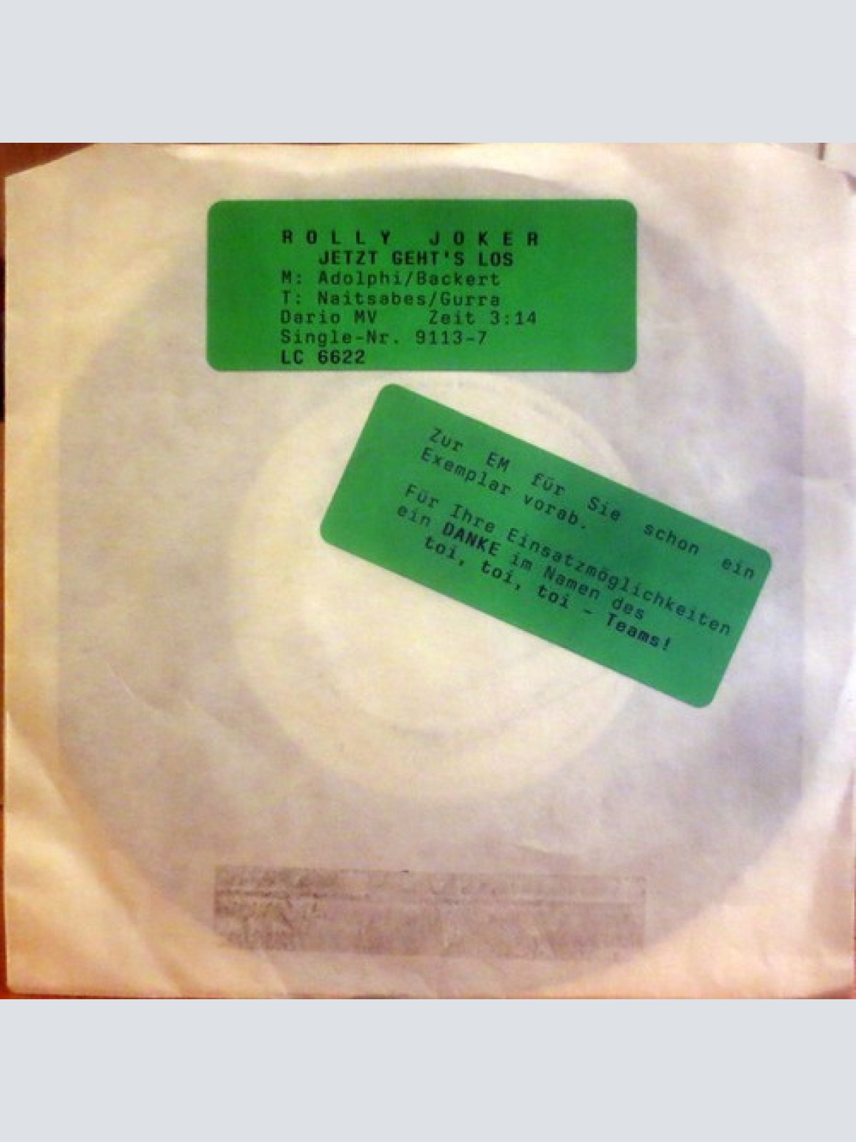 7", Single, Promo, W/Lbl Rolly Joker - Jetzt Geht's Los