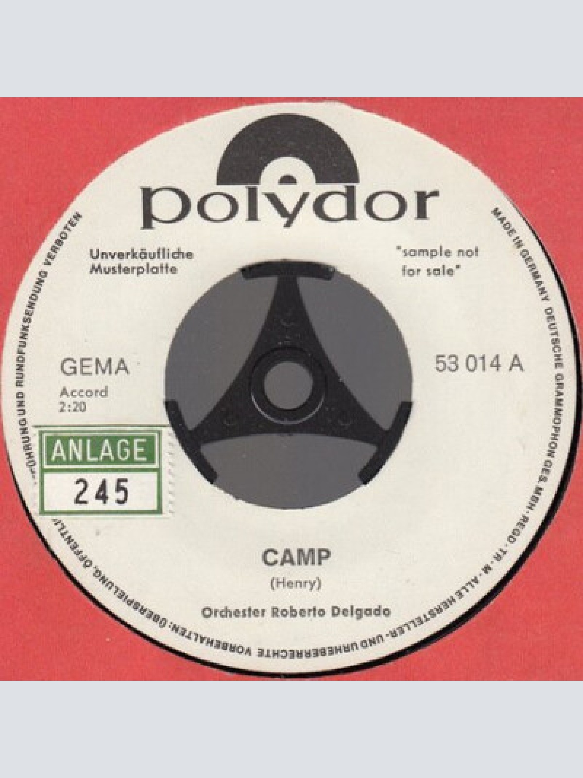 7", Single, Promo Orchester Roberto Delgado* - Camp