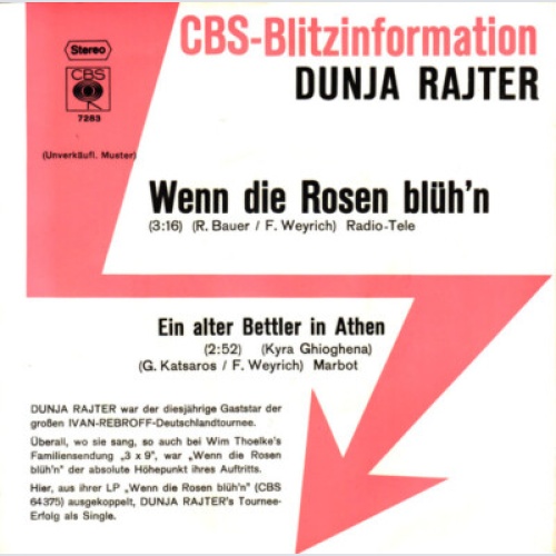 7", Single, Promo Dunja Rajter - Wenn Die Rosen Blüh'n