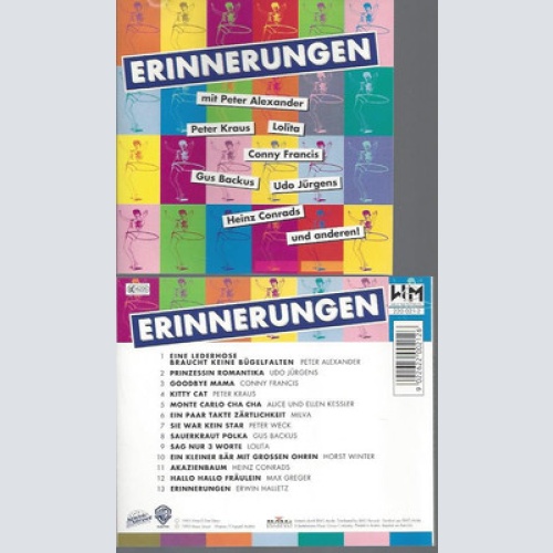 CD--ERINNERUNGEN--UDO JUERGENS-GUS BACKUS-PETER KRAUS--PETER ALEXANDER