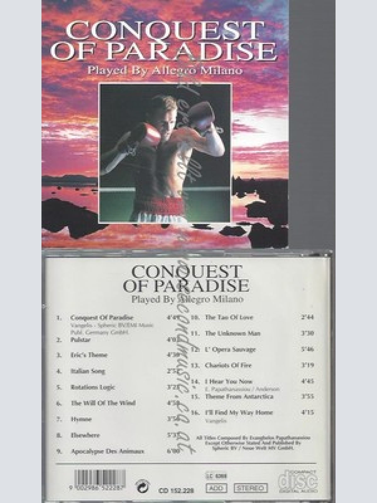 CD--VANGELIS -- CONQUEST OF PARADISE -PLAYED BY ALLEGRO MILANO-