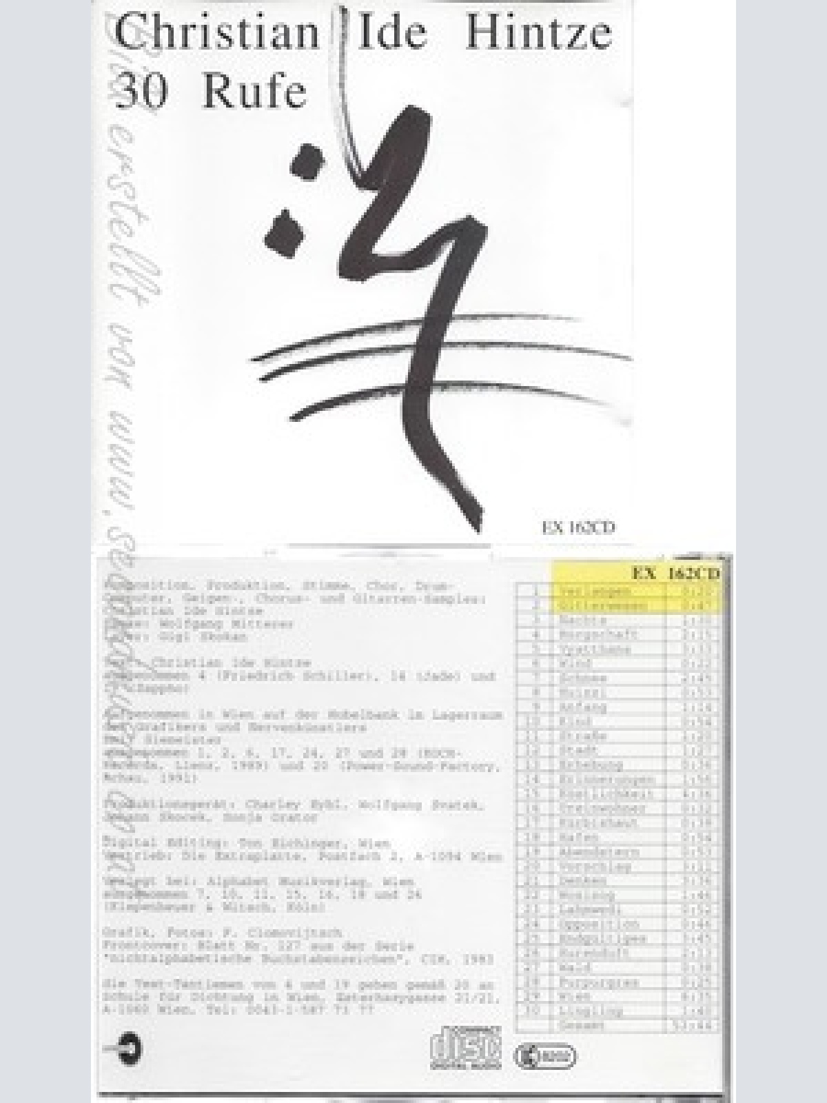 CD--CHRISTIAN DIE HINTZE--30 RUFE