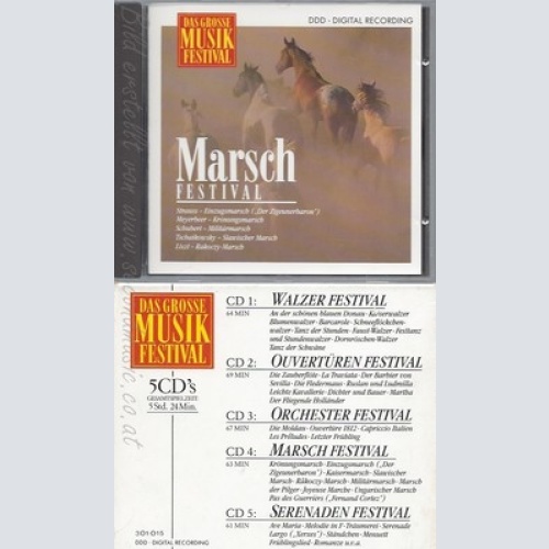 CD--DAS GROSSE MUSIK FESTIVAL--5CD SET--WALZER-OUVERTÜREN--ORCHESTER--MÄRSCHE-SE