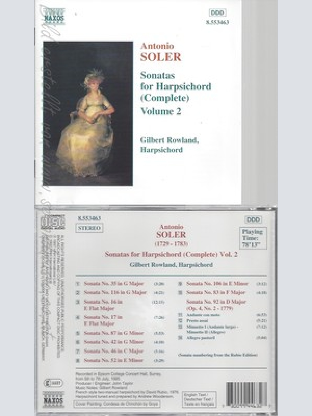 CD--GILBERT ROWLAND UND PADRE ANTONIO SOLER -- -- -- SONATEN FUER CEMBALO VOL. 2