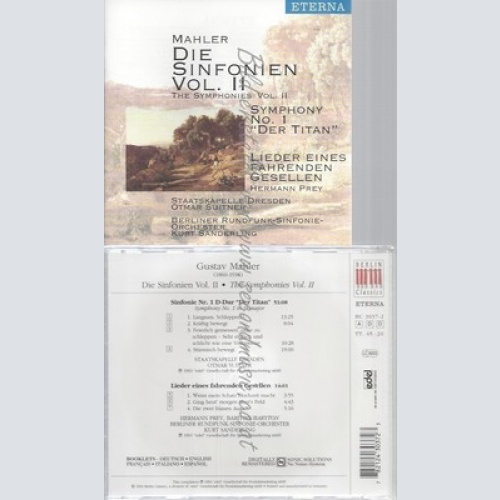 CD--SINFONIE 1 / LIEDER EINES FAH / PREY, SD, SUITNER UND SANDERLING -- -- SINFO